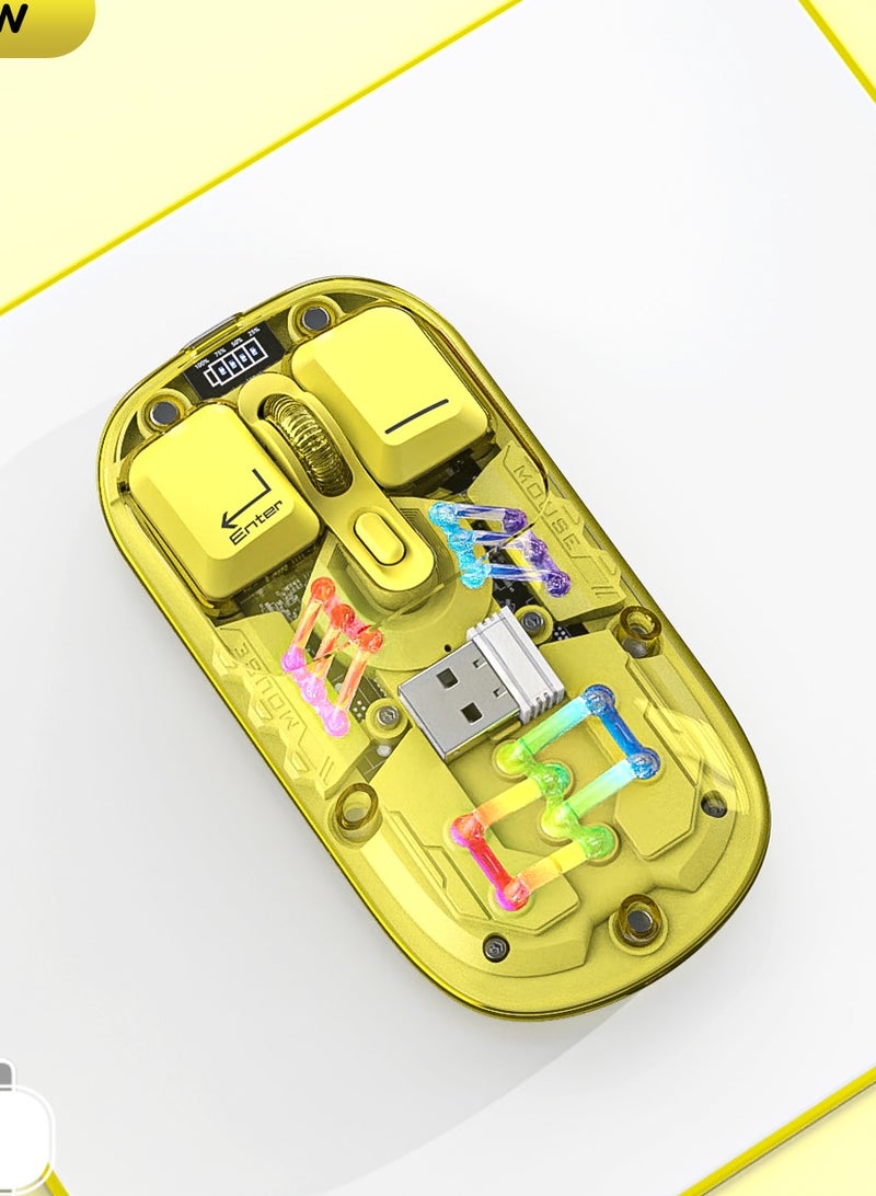 Nexahive Dual mode transparent wireless mouse 2.4G/Bluetooth 5.0 rechargeable mouse magnetic design RGB lighting - Image 1