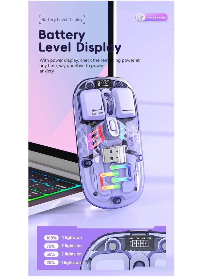 Nexahive Dual mode transparent wireless mouse 2.4G/Bluetooth 5.0 rechargeable mouse magnetic design RGB lighting - Image 2