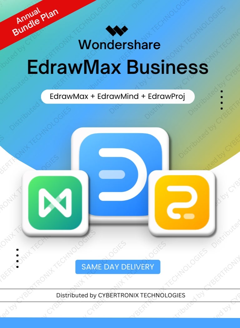 ووندشر EdrawMax للأعمال | خطة حزمة لمدة 1 سنة | (EdrawMax+EdrawMind+EdrawProj) | ترخيص رقمي | توصيل في نفس اليوم