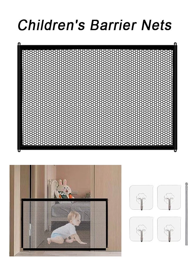 شبكة حاجز أمان محمولة للأطفال، مناسبة للأطفال والحيوانات الأليفة، سلم منزلي قابل للسحب، شبكة أمان لإطار الباب - Image 1