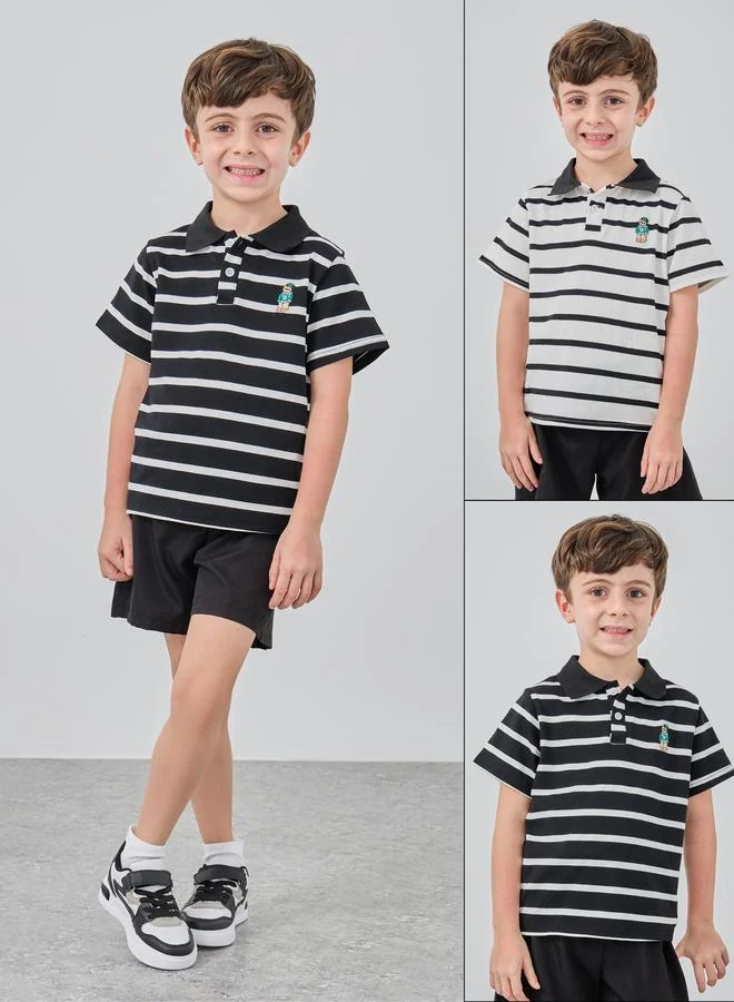 تايك تو Take Two Pack of 2 - Striped Polo T-Shirt