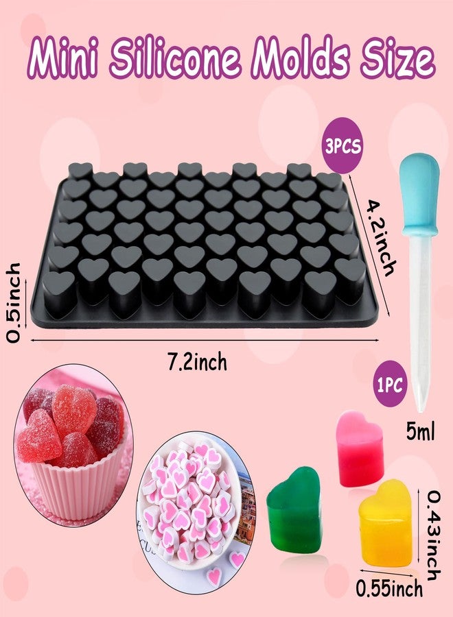 Dropower 3Pack Heart Silicone Ice Cube Tray Molds Mini Valentine Wax Melt Mold for Baking Chocolate, Gummy, Candy, Jelly, Candle, Handmade Treats with 1Pc Dropper Black - Image 2