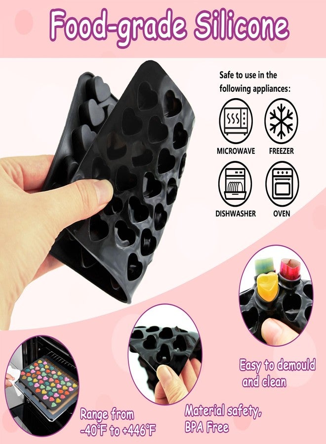 Dropower 3Pack Heart Silicone Ice Cube Tray Molds Mini Valentine Wax Melt Mold for Baking Chocolate, Gummy, Candy, Jelly, Candle, Handmade Treats with 1Pc Dropper Black - Image 3