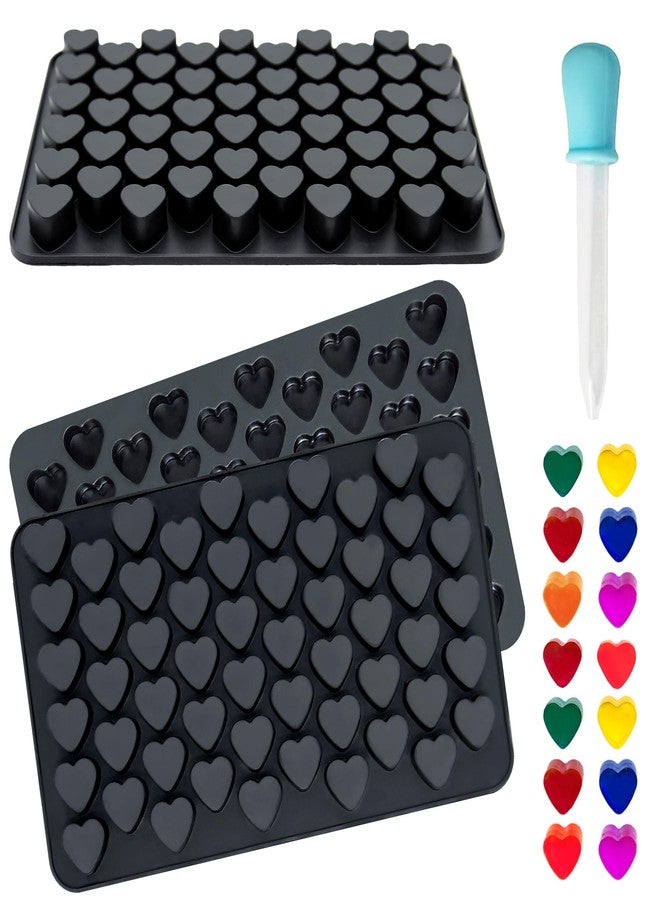 Dropower 3Pack Heart Silicone Ice Cube Tray Molds Mini Valentine Wax Melt Mold for Baking Chocolate, Gummy, Candy, Jelly, Candle, Handmade Treats with 1Pc Dropper Black - Image 1