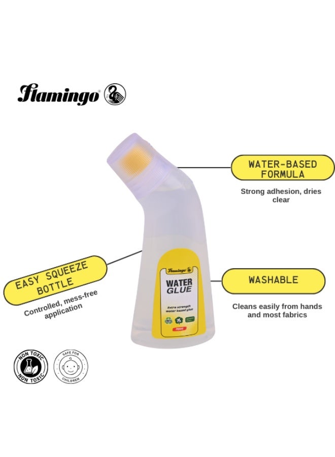 صمغ سائل Flamingo بقارورة سهلة الضغط - 70 مل - غير سام وقابل للغسل - Image 2