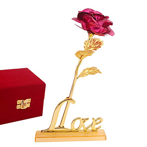Lavanaya Silver Artificial Rose and Love Stand Photo Frame (Gold, 1 Piece, 30 Cm x 9 Cm x 8 Cm, U-Shape, Traditional Style, Wedding Occasion) - Image 1