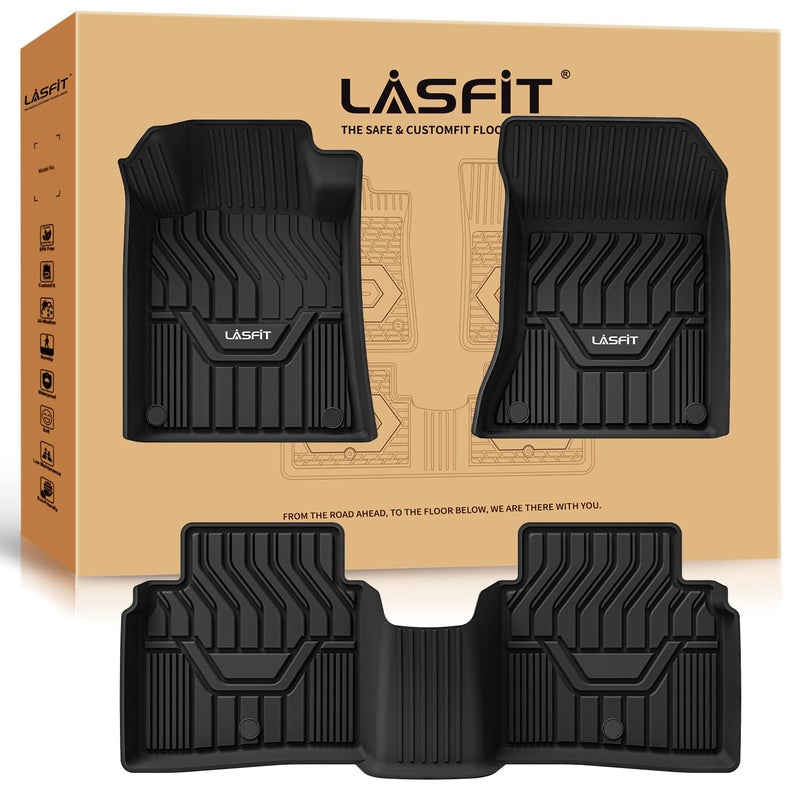حصائر أرضية LASFIT لسيارة نيسان ألتيما 2025 2024 2023 2022 2021 2010 2019 تناسب مخصص حماية من جميع الأحوال الجوية حصائر أرضية TPE متينة لسيارة ألتيما 2019-2025 SSLSRSVPlatinum حصائر السيارة للصفين الأول والثاني باللون الأسود