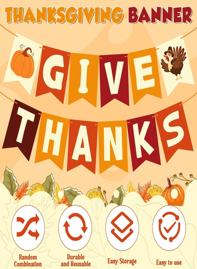 OHOME زينة عيد الشكر من OHOME - لافتة "أعطِ الشكر" | زينة حفلات عيد الشكر للأصدقاء في الأماكن المغلقة والمفتوحة - إكليل عيد الشكر للباب الأمامي | إكليل خلفية لعيد الشكر للنافذة والجدار - Image 3