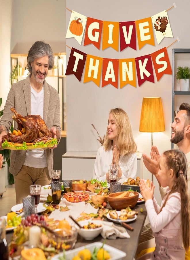 OHOME زينة عيد الشكر من OHOME - لافتة "أعطِ الشكر" | زينة حفلات عيد الشكر للأصدقاء في الأماكن المغلقة والمفتوحة - إكليل عيد الشكر للباب الأمامي | إكليل خلفية لعيد الشكر للنافذة والجدار - Image 5