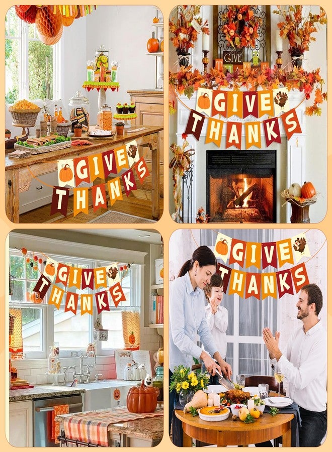OHOME زينة عيد الشكر من OHOME - لافتة "أعطِ الشكر" | زينة حفلات عيد الشكر للأصدقاء في الأماكن المغلقة والمفتوحة - إكليل عيد الشكر للباب الأمامي | إكليل خلفية لعيد الشكر للنافذة والجدار - Image 4