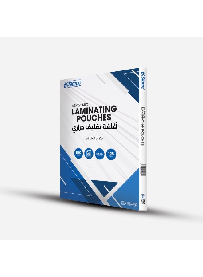 ستانكس أكياس تغليف حراري فاخرة من ستانكس، مقاس A3 (303 × 426 مم) - 125 ميكرون - علبة تحتوي على 100 كيس - أوراق تغليف حراري شفافة للمستندات الكبيرة - Image 1