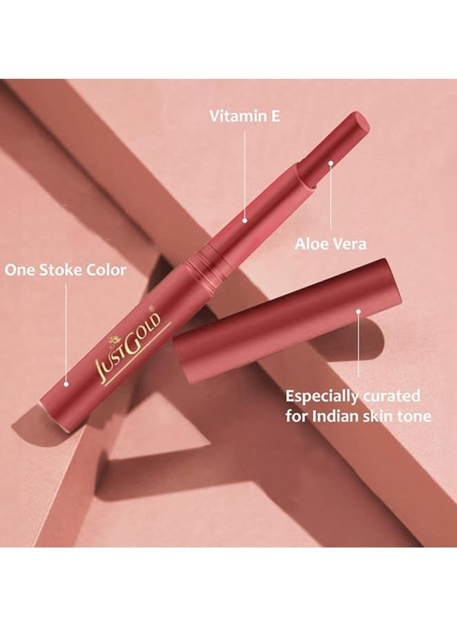 JUST GOLD Just Gold Long Lasting Matte Finish Creamy matte lipstick with nourishment of vitamin E and Aloe vera - JG LL (07 - Maroon)  - Image 3