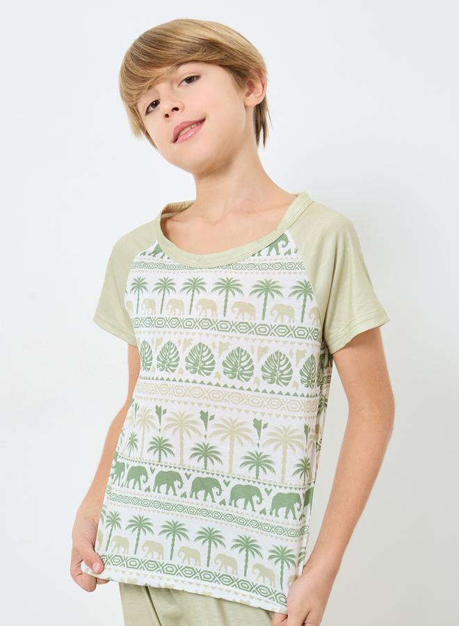 تايك تو طقم بيجاما من بنطال وتيشيرت بطبعة فيل - Image 2