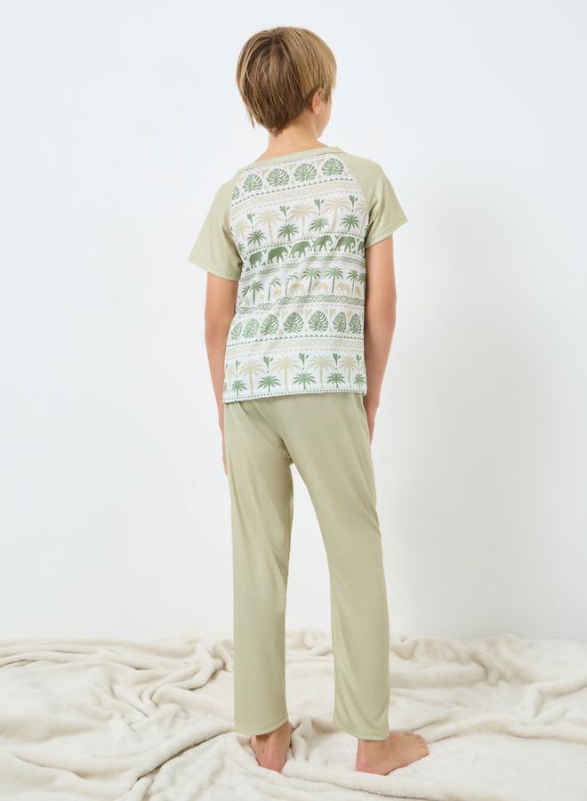 تايك تو طقم بيجاما من بنطال وتيشيرت بطبعة فيل - Image 4