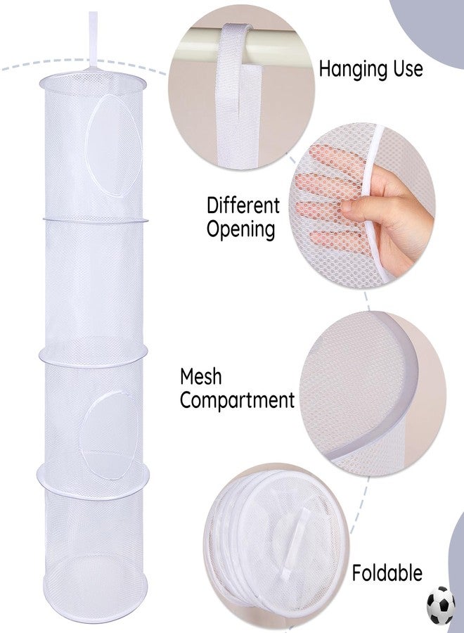 Basumee Stuffed Animals Net or Hammock 2 Pcs Stuffed Animals Storage Toy Net Hammock for Plushies Storage Organizer Mesh Kids Girls Room Decor, White, 4 Tiers - Image 3
