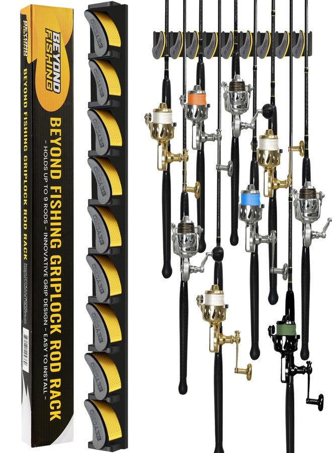 Beyond Braid Beyond Fishing GripLock Vertical Fishing Rod Rack - Wall-Mounted Fishing Rod Holder for Garage - Stores Up to 9 Rods or Combos -Space-Saving Durable Fishing Rod Holders for Serious Anglers - Image 1