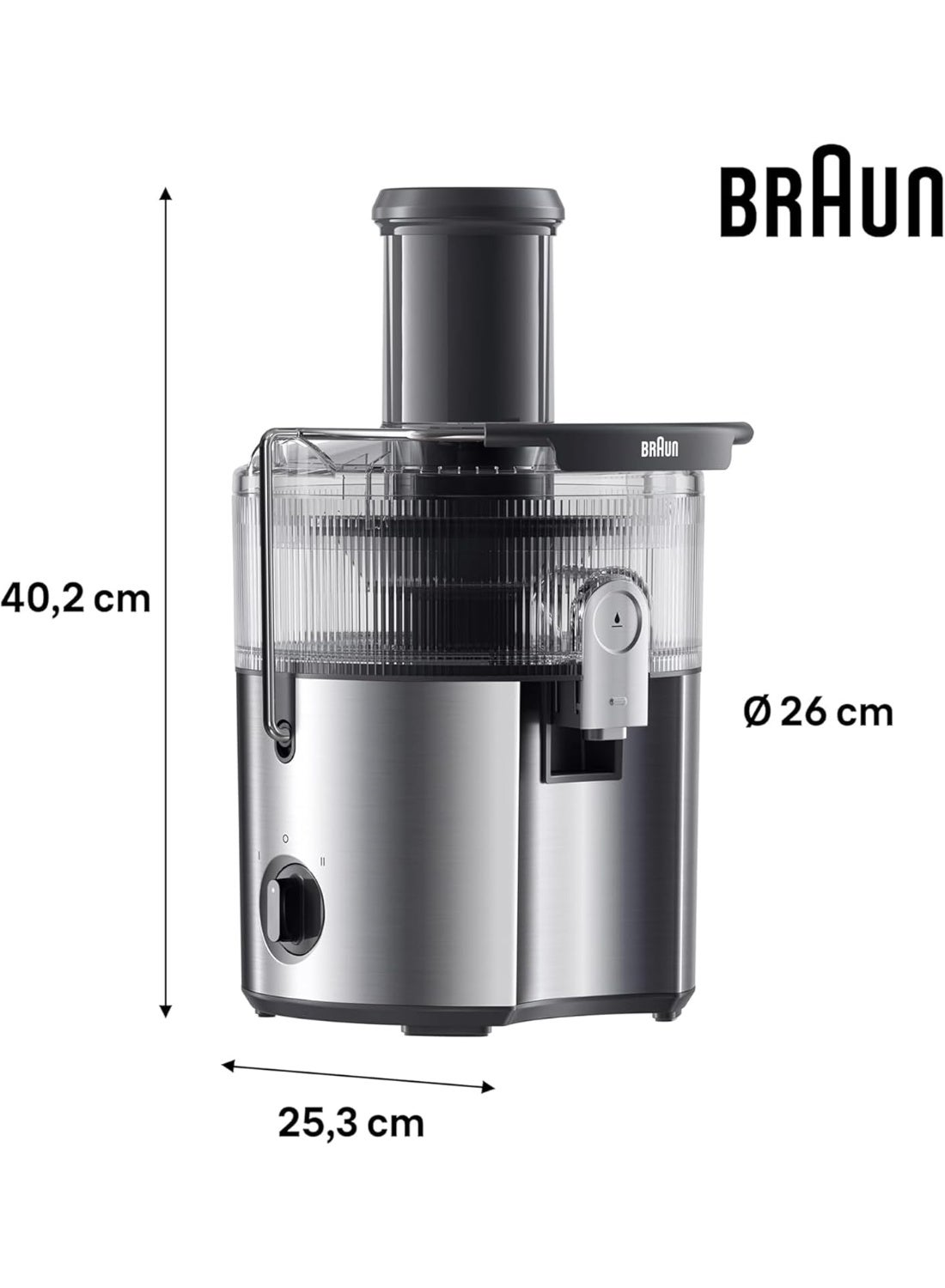 Braun MultiJuice 7 Spin Juice, 1000W Cold Extraction Juicer, XL Feed Chute, 1.5L Pulp Container, SJ7000, Grey 1.5 L 1000 W SJ7000 silver
