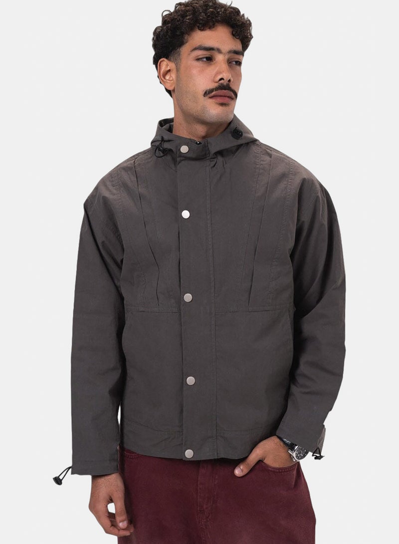 In Your Shoe Dark Grey Regular Windbreaker - Image 1