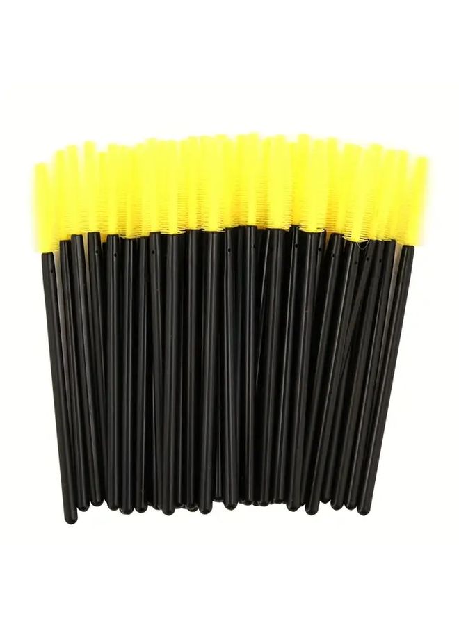 100 Pcs Mini Eyelash Extension Tools Individual Lash Applicators With Mascara Brush Swab Yellow Color Portable Precise Application For Home Use - Image 3