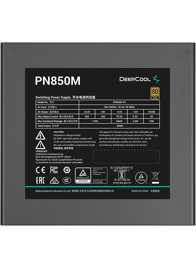 DEEPCOOL PN850M Fully Modular Power Supply, 850W Power, 80 Plus Gold Certified, Active PFC + Full Bridge SRC LLC + DC to DC, Japanese Bulk Capacitor, FDB Fans, 120mm Fan Size, Black | R-PN850M-FC0B-UK  - Image 3