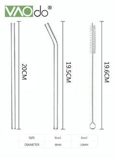 VAOdo 8PCS Glass Drinking Straw Reusable Heat-resistant Explosion-proof High Borosilicate Glass Straw with Straw Brush 10mm Diameter Cold-resistant Creative Glass Juice Straw  - Image 4