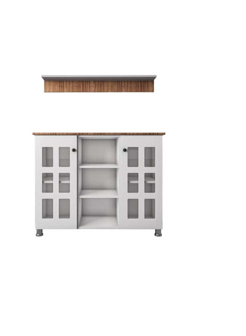 EXPERT Multi-Purpose Coffee Corner Storage Cabinet, Kitchen Side Cabinet with Shelves and Doors, Microwave Oven Holder, Kitchen Organizer for Utensils, Fruits and Vegetables - Image 2