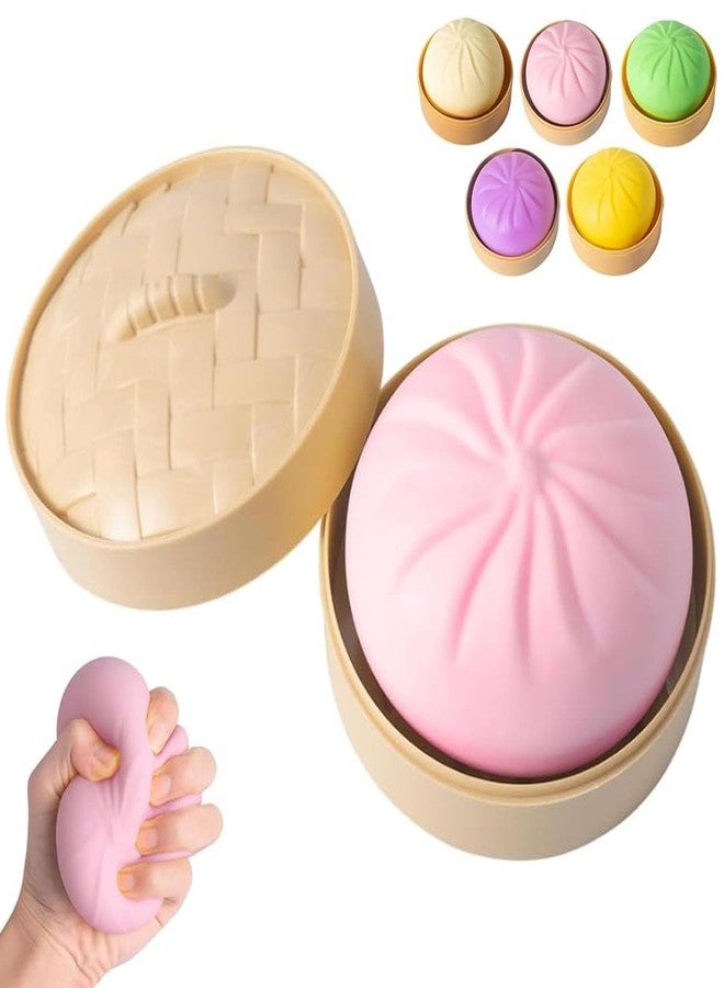 Traboto Colorful Dumpling Squishy Stress Balls Fidget Toys Adults Teens, Mystery Squishy Dumpling Box, Easter Basket Stuffers, Stocking Stuffers, Sensory Stress Ball Squeeze Toys for Stress Relief (Pink) - Image 1