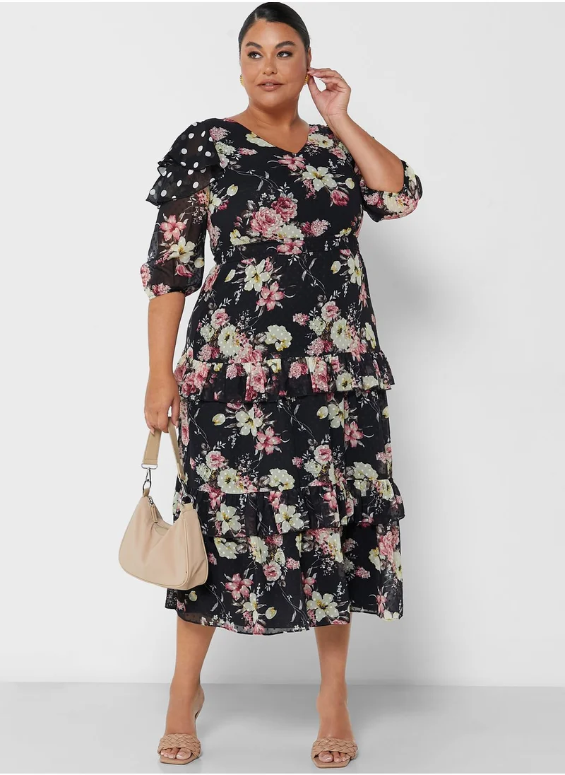 lovedrobe Floral Print Ruffle Detail Dress