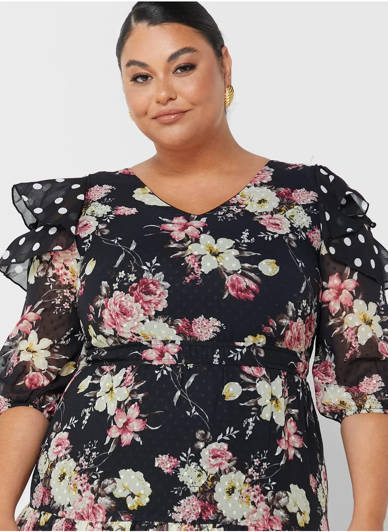 lovedrobe Floral Print Ruffle Detail Dress