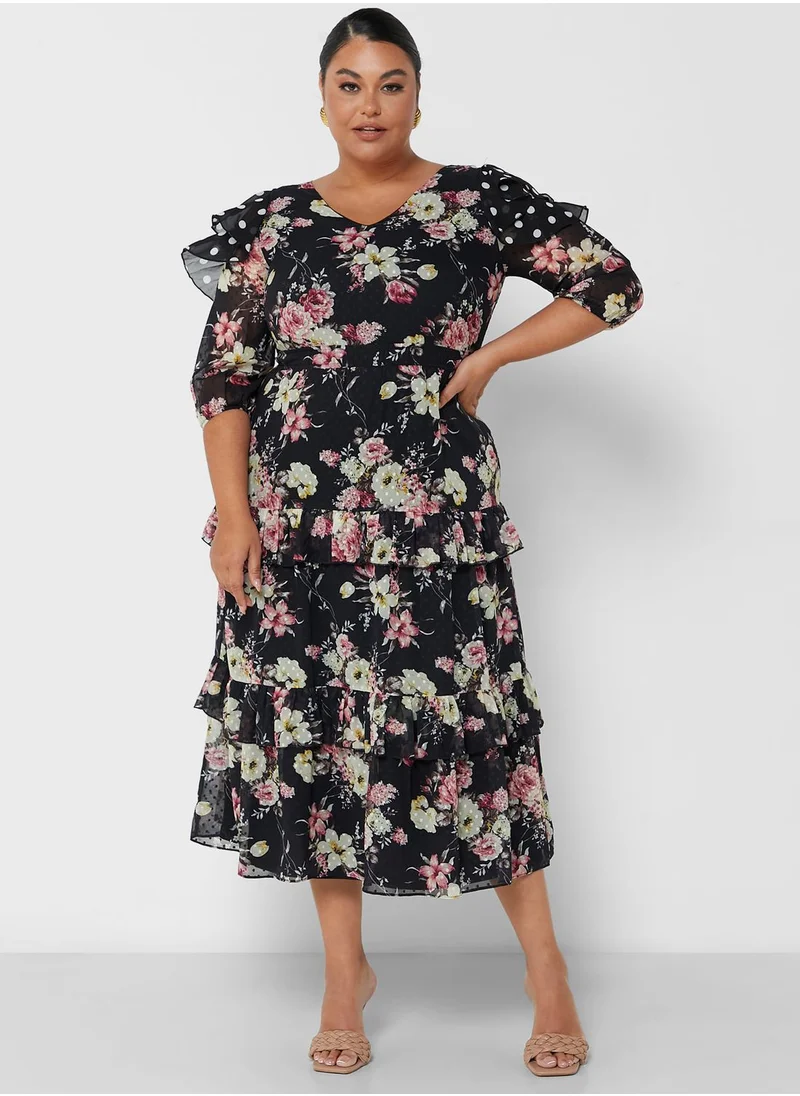 lovedrobe Floral Print Ruffle Detail Dress