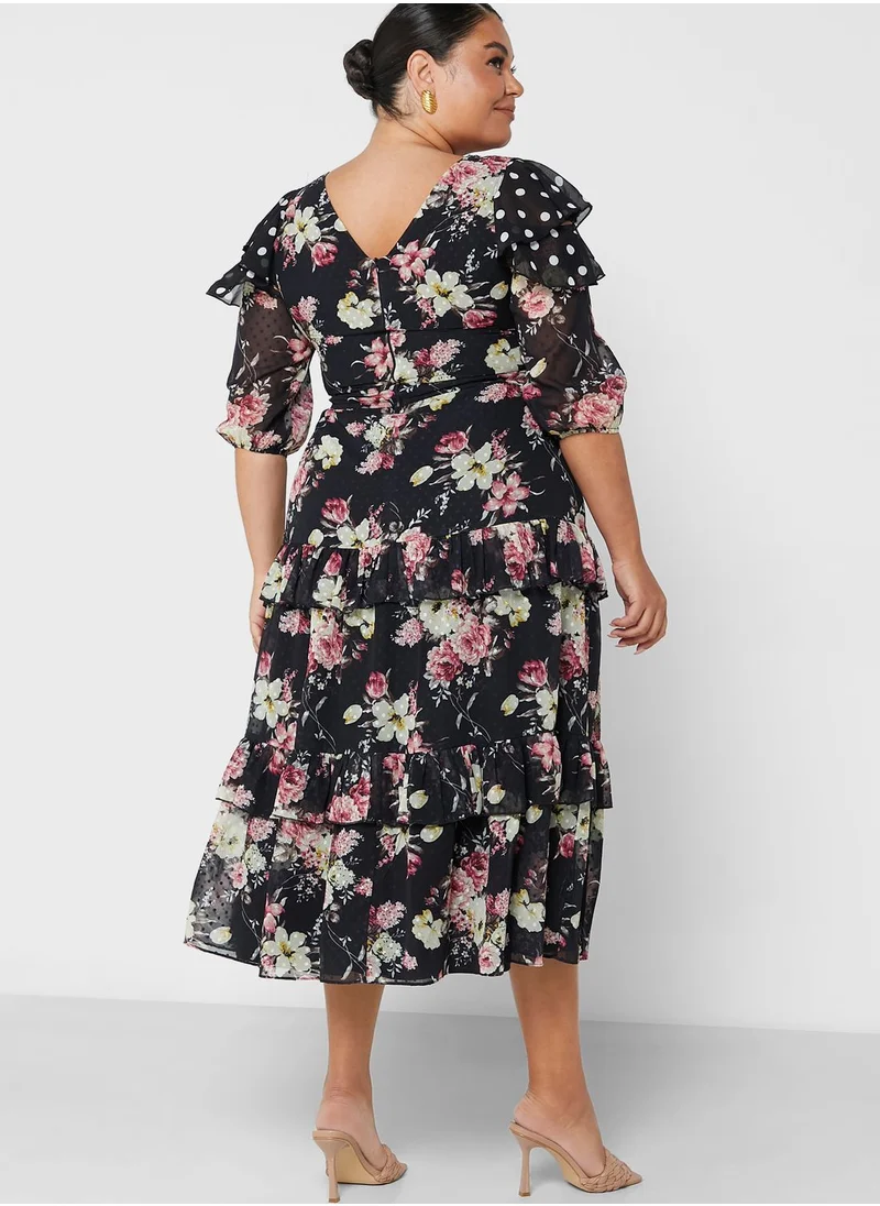 lovedrobe Floral Print Ruffle Detail Dress