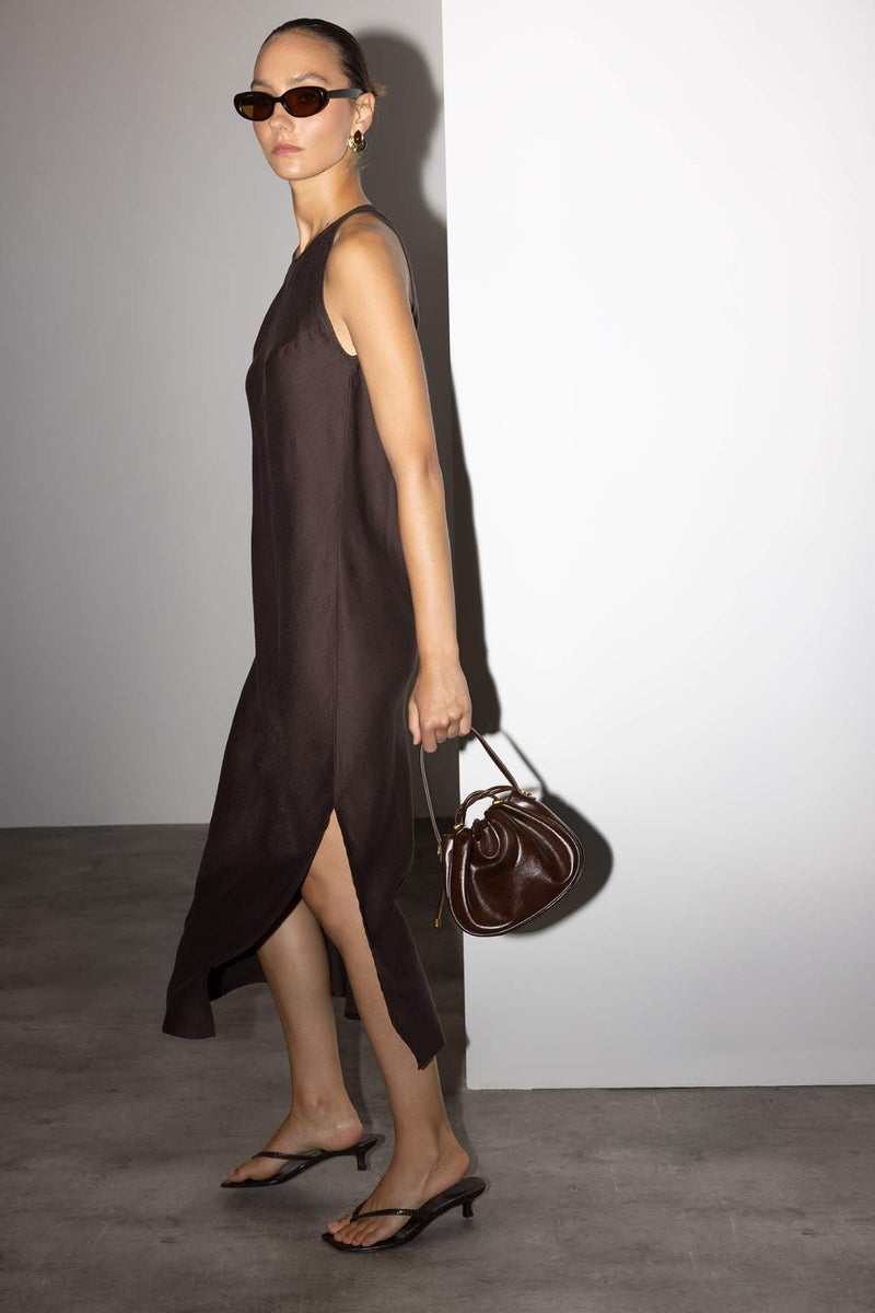 DeFacto Crew Neck Linen Maxi Dress - Image 4