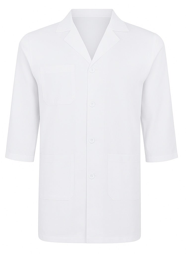 Loquat White lab coat everyday uniform for professional doctor nurse dentist industrial worker barber students men women unisex full long length pockets for school work hospital saloon  - Image 1