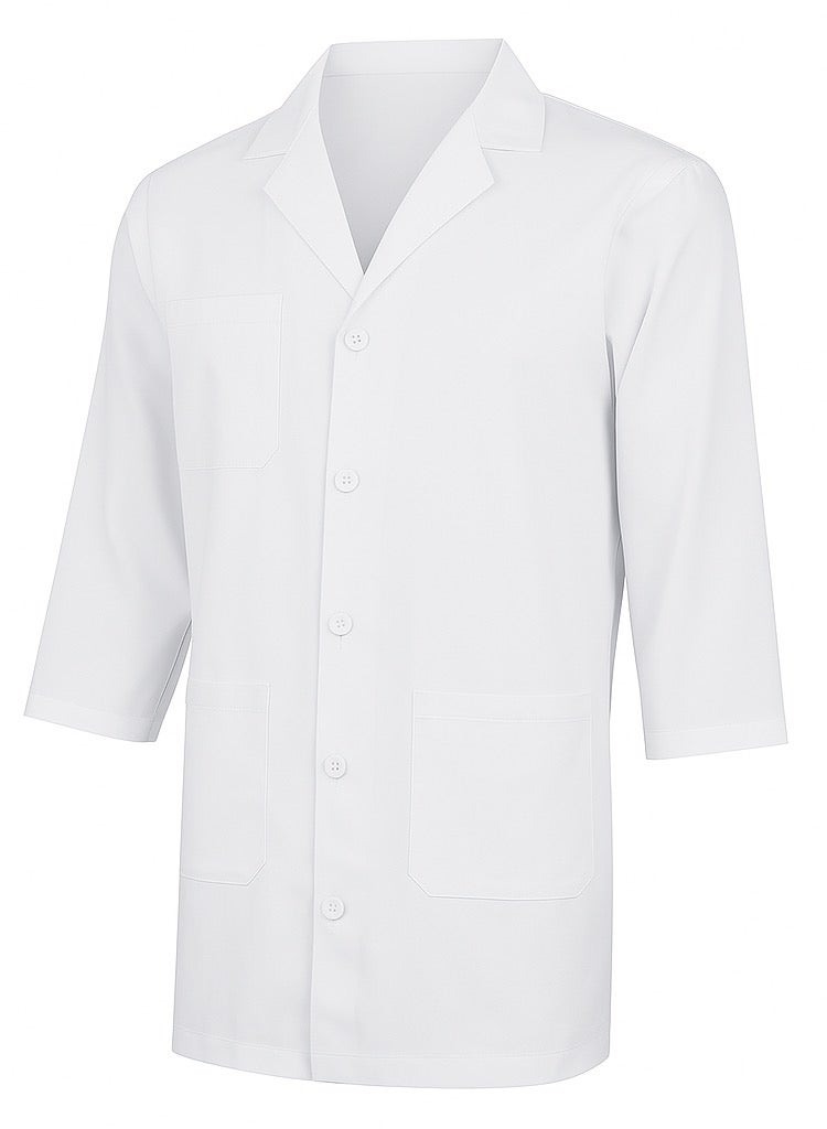 Loquat White lab coat everyday uniform for professional doctor nurse dentist industrial worker barber students men women unisex full long length pockets for school work hospital saloon  - Image 2