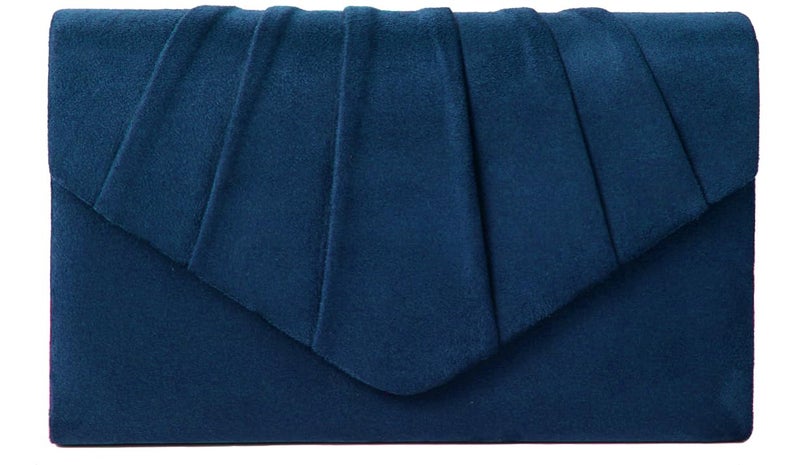 BBjinronjy Clutch Purses for Women Evening Clutch Bag Women's Evening Bag with Detachable Chain for Wedding Prom Faux Suede (Navy Blue-Suede) - Image 1