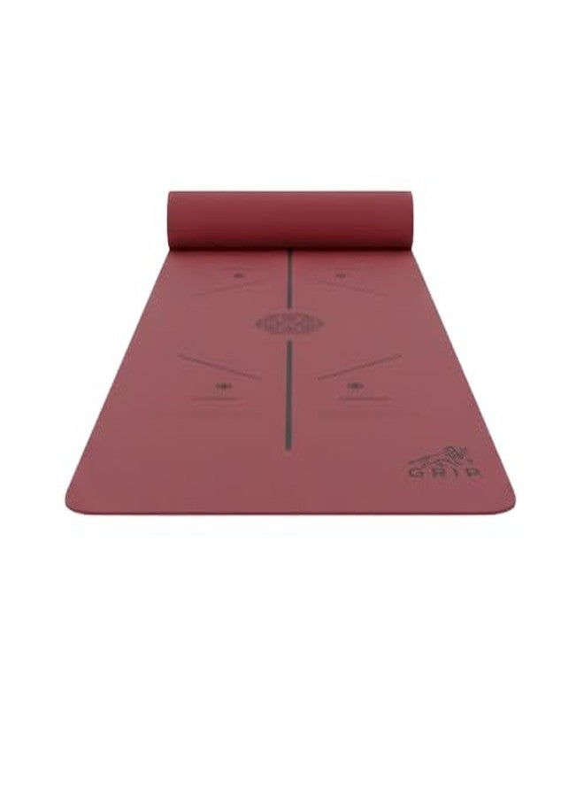 جريب بساط يوغا GRIP® | بساط تمارين | 24 × 72 بوصة | سمك 6 مم | تصميم ماندالا | مانع للانزلاق | للمنزل والنادي الرياضي | للرجال والنساء | لون الكرز - Image 1