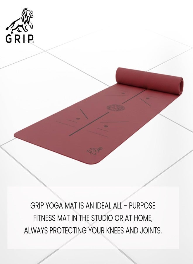 جريب بساط يوغا GRIP® | بساط تمارين | 24 × 72 بوصة | سمك 6 مم | تصميم ماندالا | مانع للانزلاق | للمنزل والنادي الرياضي | للرجال والنساء | لون الكرز - Image 5