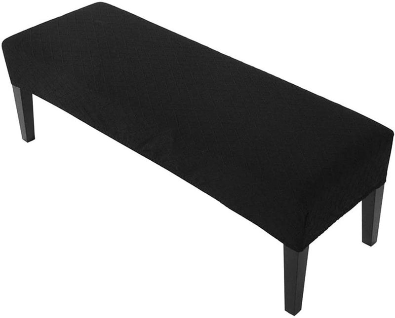 Street27® High Stretch Jacquard Dining Bench Cover Elastic Chair Covers - Anti-Dust Removable Bench Slipcover Washable Bench Seat Protector Cushion Cover for Living Room, Bedroom, (Black) - Image 1
