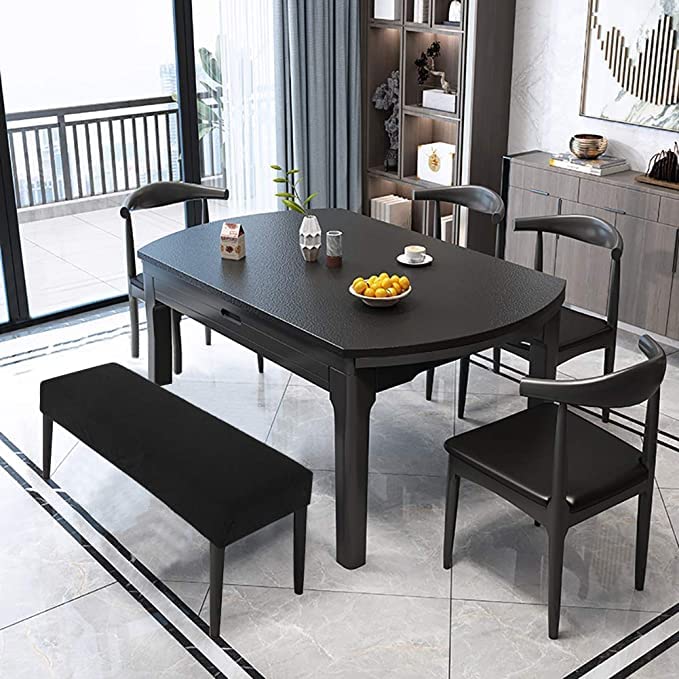 Street27® High Stretch Jacquard Dining Bench Cover Elastic Chair Covers - Anti-Dust Removable Bench Slipcover Washable Bench Seat Protector Cushion Cover for Living Room, Bedroom, (Black) - Image 2