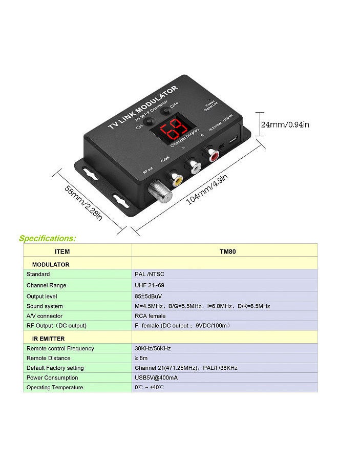 Generic - TM80 TV LINK Modulator AV to RF Converter - Image 1