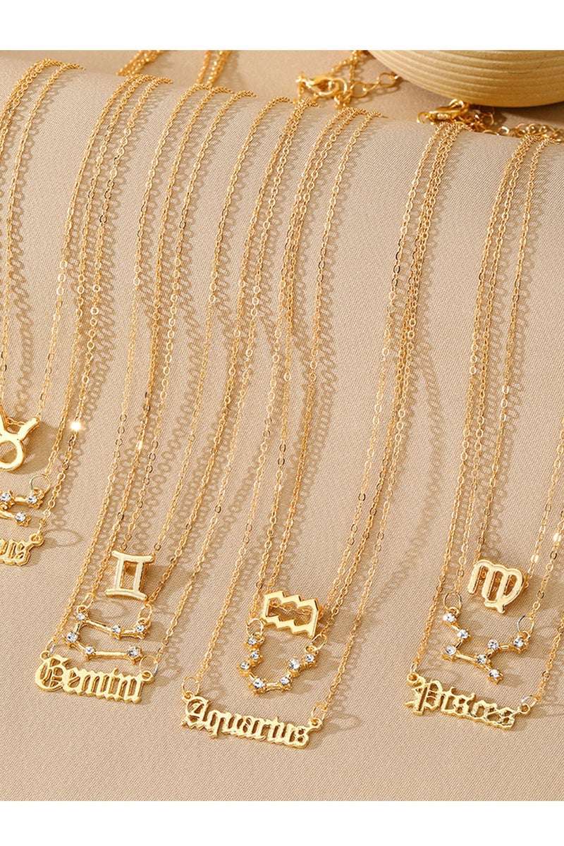 قلادة مكونة من 3 قطع برمز الميزان، مطلية بالذهب، قلادة مكونة من 12 برجًا، علامة زودياك - Image 3