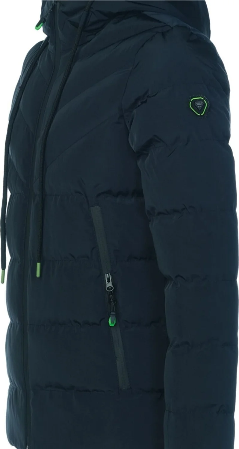 Sivaist Navy Blue Boy Water and Windproof Thick Fur Inside Washable Coat & Jacket