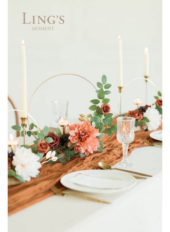 Ling's moment Ling's Moment Candle Holder Hoop Terracotta Wreath Floral Centerpieces for Sweetheart Table, Head Table, Ceremony Reception Artificial Flowers Decorations Assembled(Set of 3)  - Image 2