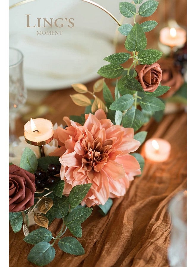 Ling's moment Ling's Moment Candle Holder Hoop Terracotta Wreath Floral Centerpieces for Sweetheart Table, Head Table, Ceremony Reception Artificial Flowers Decorations Assembled(Set of 3)  - Image 4