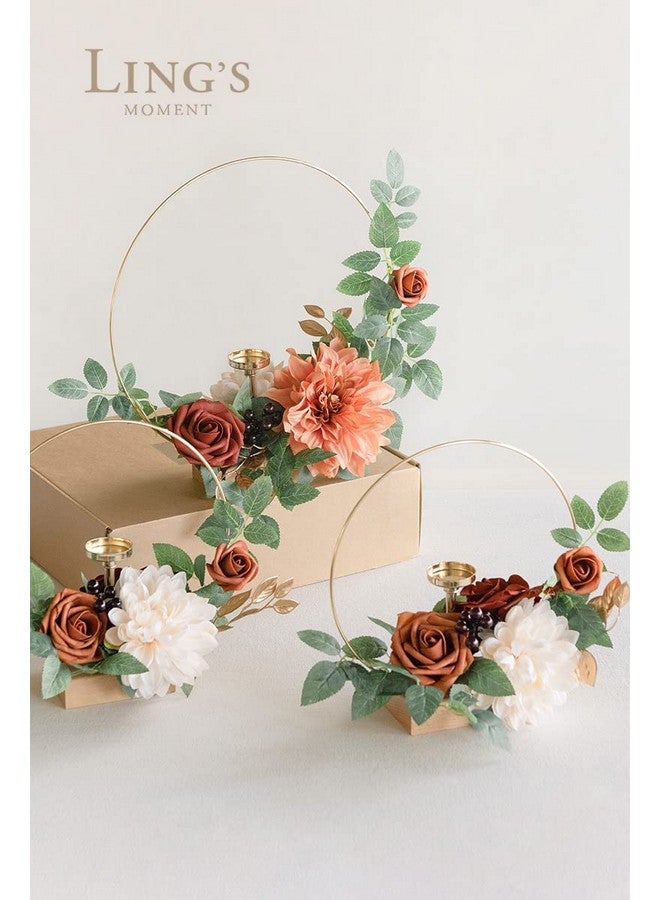 Ling's moment Ling's Moment Candle Holder Hoop Terracotta Wreath Floral Centerpieces for Sweetheart Table, Head Table, Ceremony Reception Artificial Flowers Decorations Assembled(Set of 3)  - Image 5