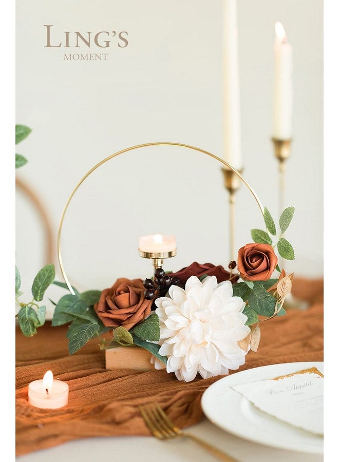 Ling's moment Ling's Moment Candle Holder Hoop Terracotta Wreath Floral Centerpieces for Sweetheart Table, Head Table, Ceremony Reception Artificial Flowers Decorations Assembled(Set of 3)  - Image 3