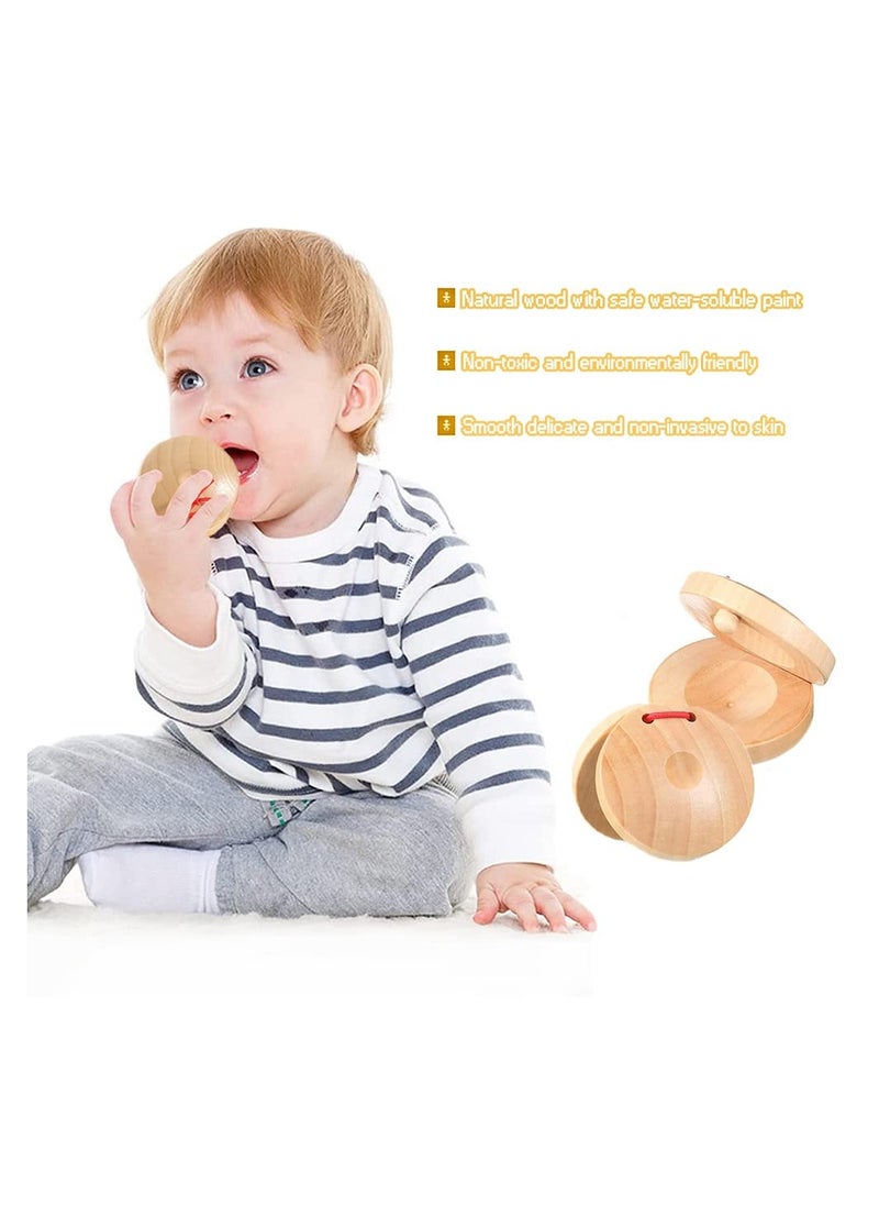 Generic Wooden Castanets Musical Instrument, Finger Castanets Education Wood Clappers Percussion Instruments for Children and Adults, Family Leisure Time, Kids' Themed Parties, Stage Performances(2 Pcs)  - Image 4