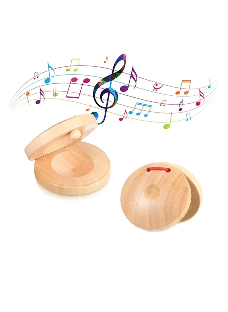 Generic Wooden Castanets Musical Instrument, Finger Castanets Education Wood Clappers Percussion Instruments for Children and Adults, Family Leisure Time, Kids' Themed Parties, Stage Performances(2 Pcs)  - Image 1