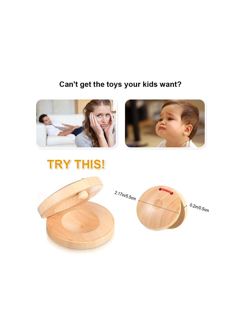 Generic Wooden Castanets Musical Instrument, Finger Castanets Education Wood Clappers Percussion Instruments for Children and Adults, Family Leisure Time, Kids' Themed Parties, Stage Performances(2 Pcs)  - Image 3
