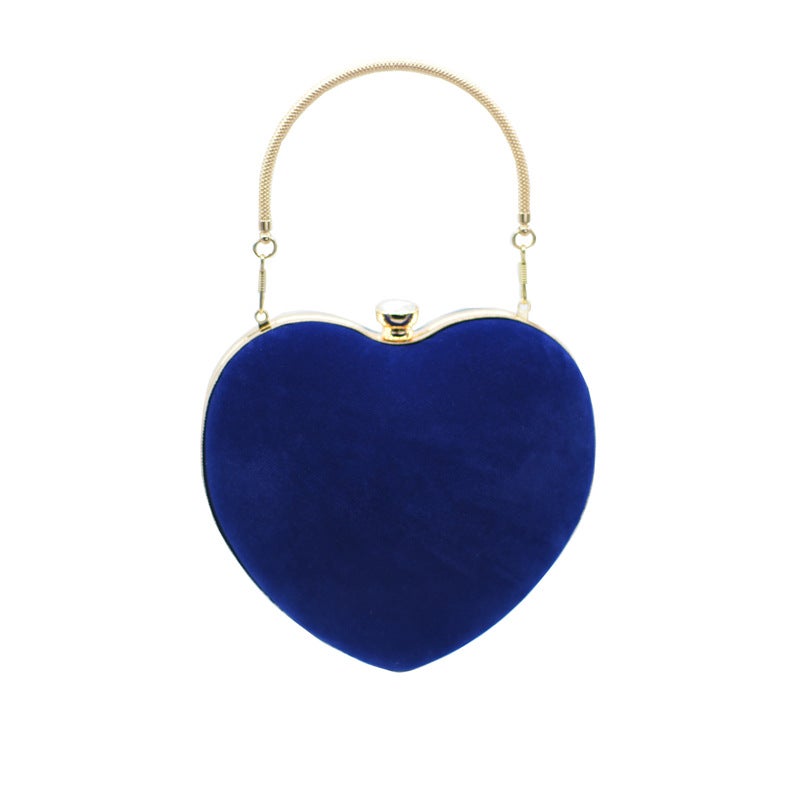 Order Ladies Handbags Velvet Love Bag Evening Bag Peach Heart-Shaped Banquet Bag Evening Bag - Image 5
